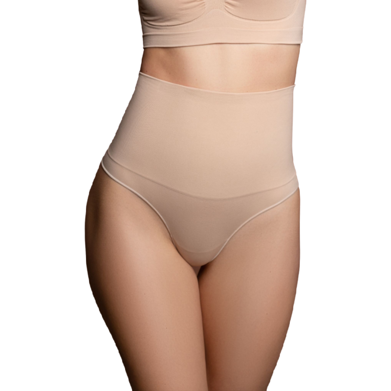 BYE-BRA - PERIZOMA SNELLENTE SENZA CUCITURE BEIGE TAGLIA L