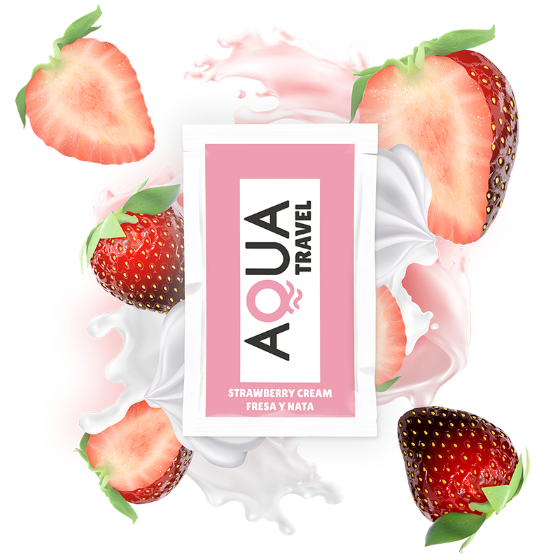 AQUA TRAVEL - LUBRIFIANT HYDROSOLUBLE GOÛT CRÈME DE FRAISE 6 ML
