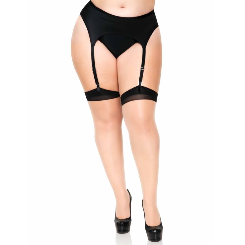 LEG AVENUE - BAS CUISSE BICOLORES EN LYCRA TRANSPARENT AVEC COUTURE ARRIÈRE ET TALON CUBAN