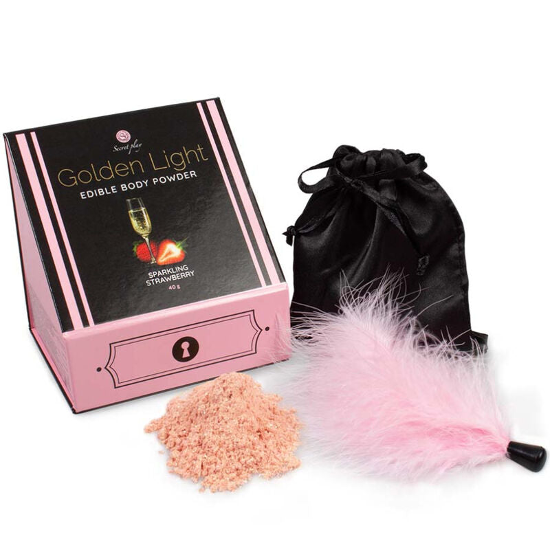 SECRETPLAY - KIT LUMIÈRE DORÉE POUDRE COMESTIBLE PÉTILLANTE FRAISE & PLUME
