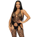 LEG AVENUE - BODYSTRING RÉSILLE AVEC BRETELLES TAILLE UNIQUE - NOIR