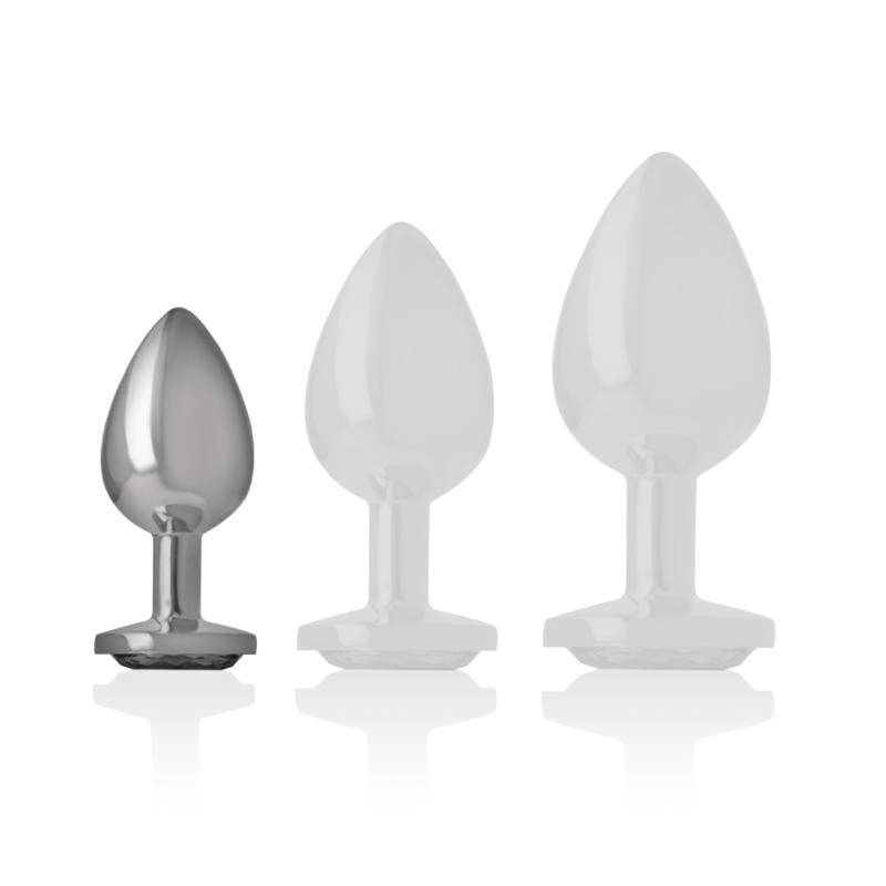 INTENSE - PLUG ANAL EN MÉTAL D'ALUMINIUM AVEC CRISTAL NOIR TAILLE S