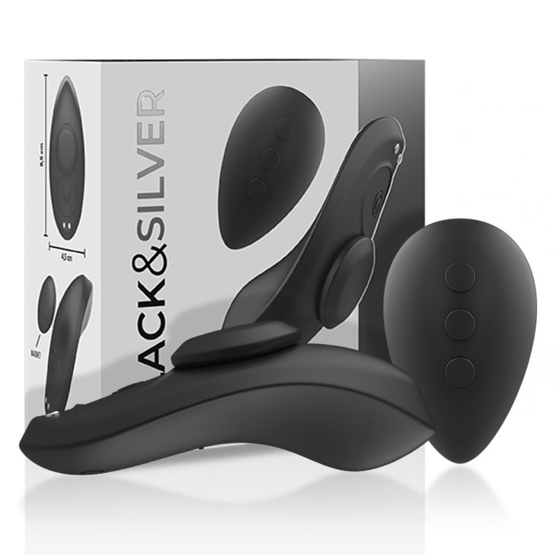 BLACK&SILVER - PRESTON RECHARGEABLE SILICONE VIBRATOR PANTY BLACK