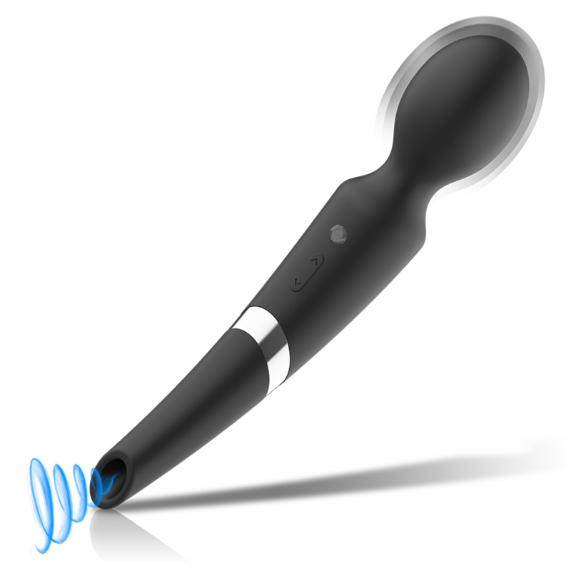 BLACK&SILVER - 2 IN 1 SILICONE BECK WAND AND SUCTION CUP