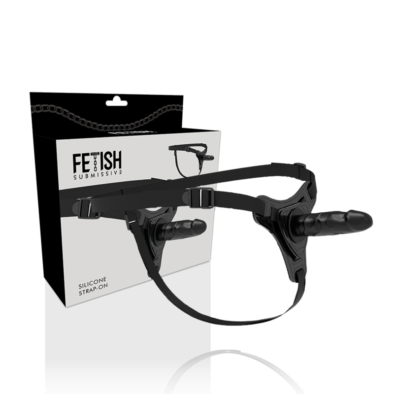 HARNAIS DE SOUMISSION FÉTICHE - SILICONE NOIR RÉALISTE 15 CM
