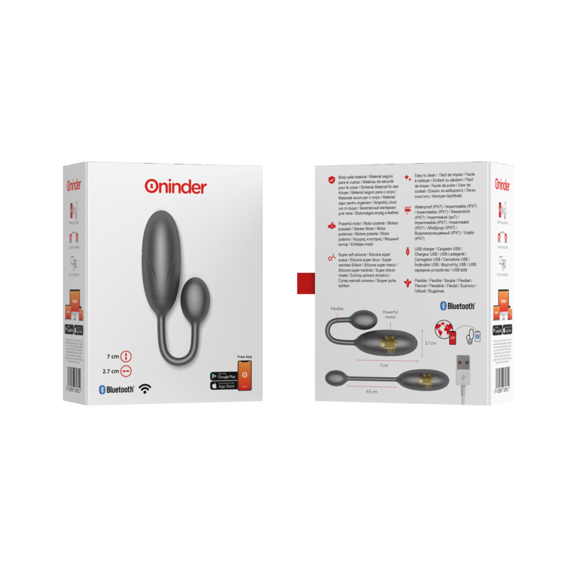 ONINDER - OEUF VIBRANT DENVER NOIR 7 X 2.7 CM APPLICATION GRATUITE