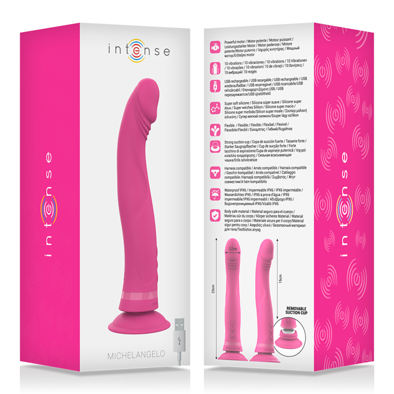 INTENSE - GODEMICHET VIBRANT EN SILICONE ROSE MICHELANGELO