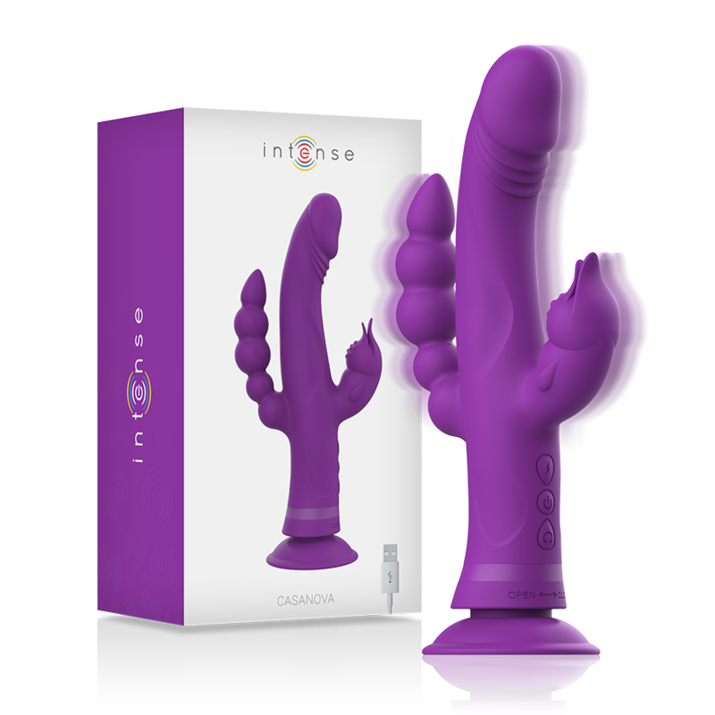 INTENSE - VIBREUR LAPIN EN SILICONE TRIPLE MOTEUR CASANOVA VIOLET
