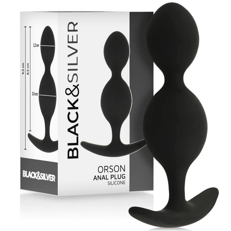 BLACK&SILVER - ORSON PLUG SILIKON 2 ANALE WELLEN 9 CM