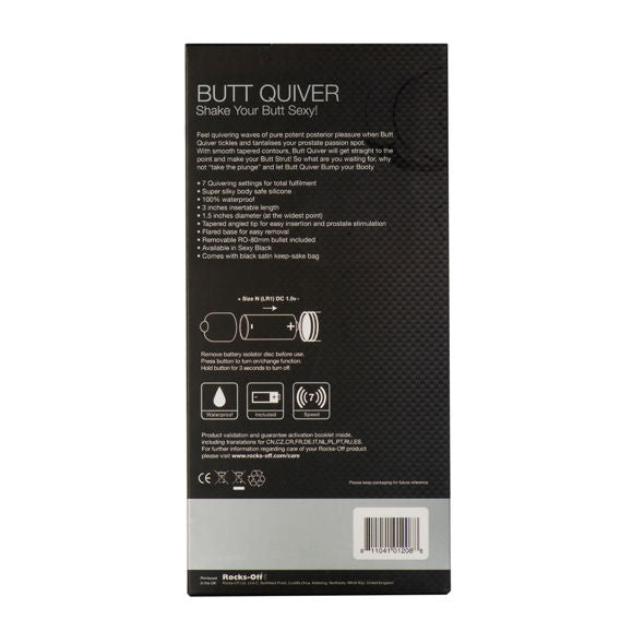ROCKS-OFF - VIBRATEUR POINT P BUTT QUIVER 7 VITESSES NOIR