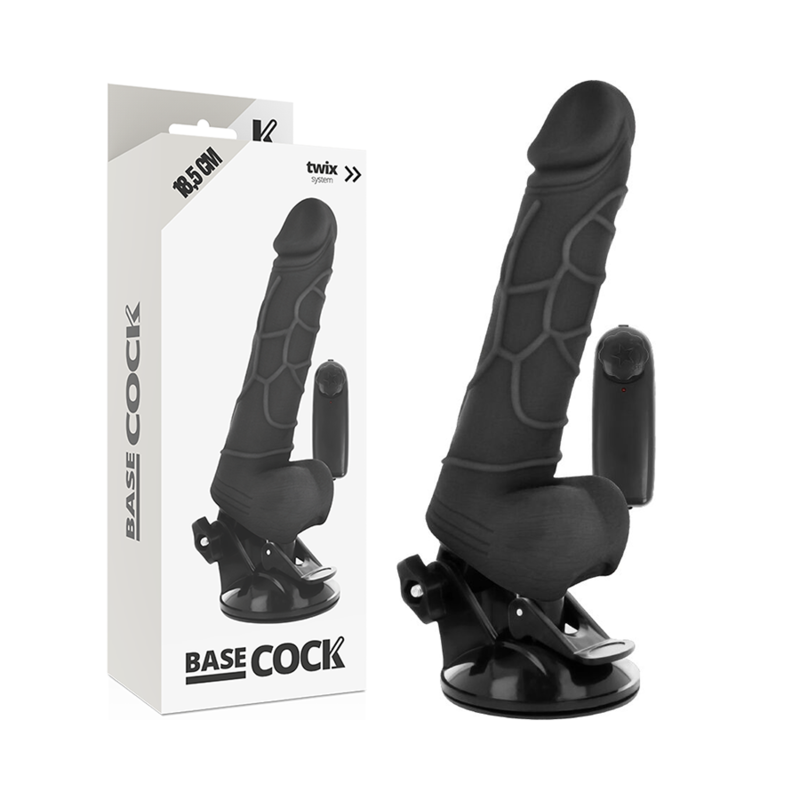 BASECOCK - VIBRATEUR RÉALISTE TÉLÉCOMMANDÉ NOIR 18,5 CM -O- 4CM