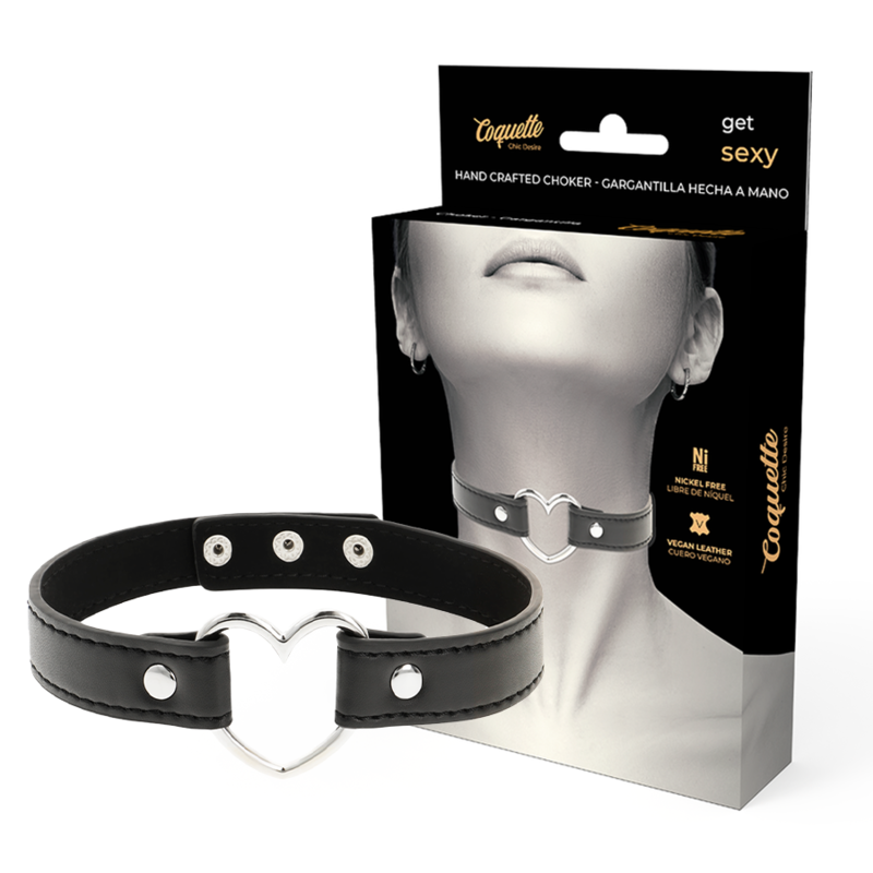 COQUETTE CHIC DESIRE - COLLIER EN CUIR VÉGÉTALIEN ACCESSOIRE CŒUR POUR FEMME