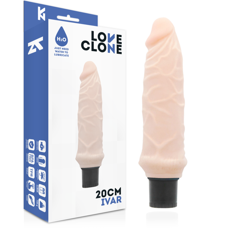 LOVECLONE - VIBREUR AUTO-LUBRIFIANT IVAR 20 CM -O- 3.7 CM