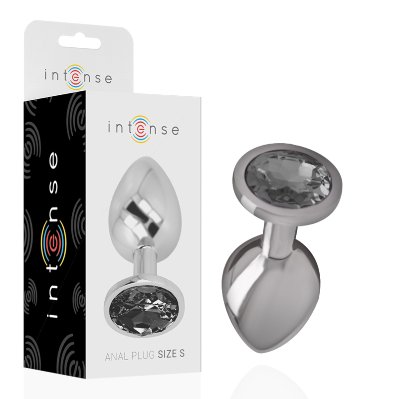 INTENSE - PLUG ANAL EN MÉTAL D'ALUMINIUM AVEC CRISTAL NOIR TAILLE S