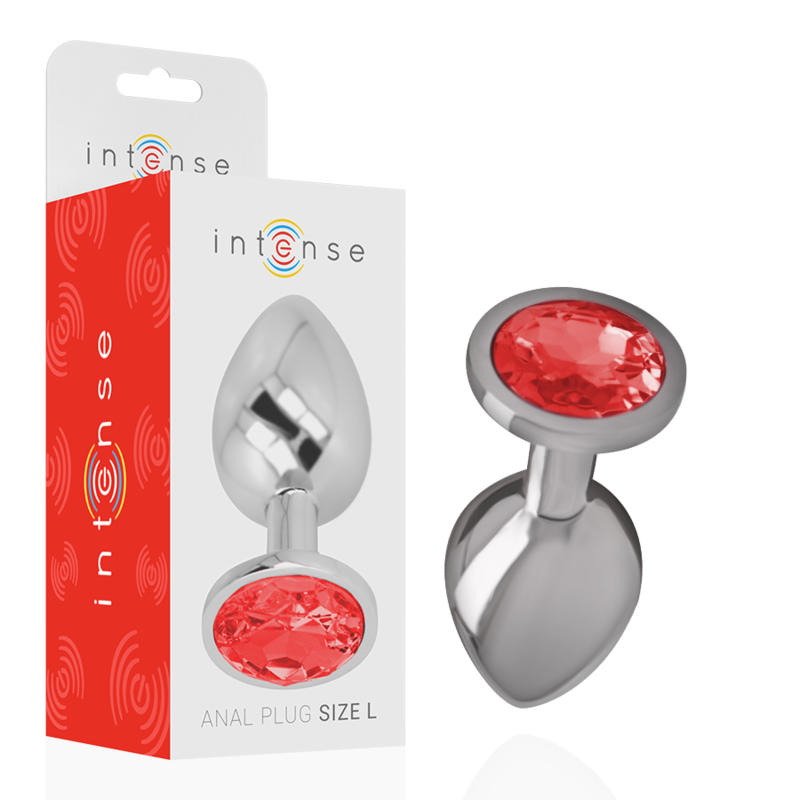 INTENSE - PLUG ANAL EN MÉTAL D'ALUMINIUM AVEC CRISTAL ROUGE TAILLE L