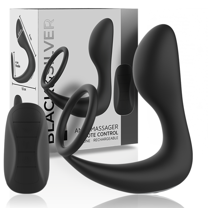 NOIR&ARGENT - MASSEUR ANAL TÉLÉCOMMANDÉ RECHARGEABLE EN SILICONE NOIR