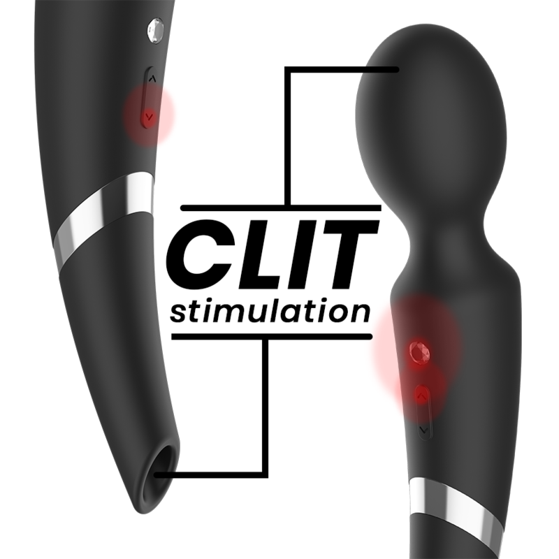 BLACK&SILVER - 2 IN 1 SILICONE BECK WAND AND SUCTION CUP