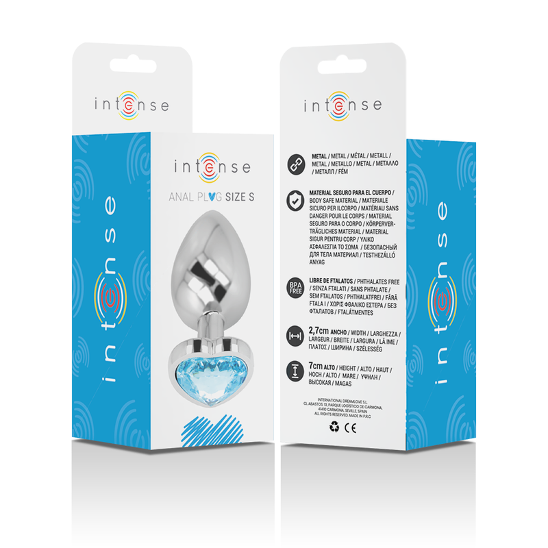 INTENSE - ALLUMINIO METALLO ANAL PLUG CUORE BLU TAGLIA S