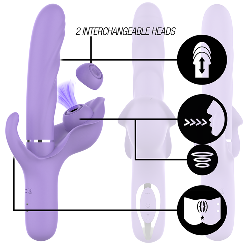 INTENSE - VIBREUR ASPIRANT RECHARGEABLE MULTIFONCTIONNEL BILLIE AVEC BOUTON POUSSOIR VIOLET