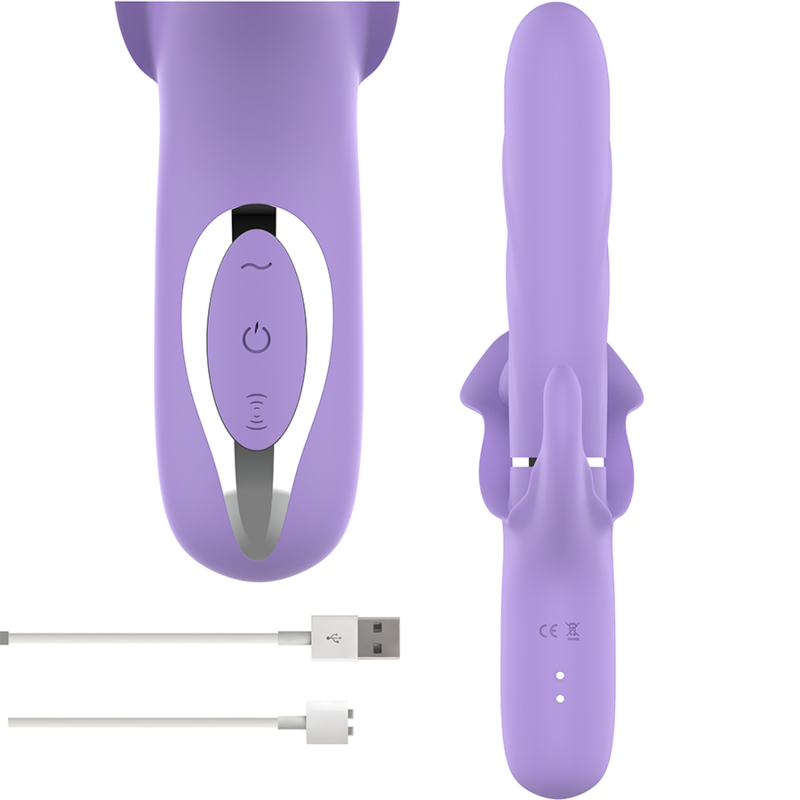 INTENSE - VIBREUR ASPIRANT RECHARGEABLE MULTIFONCTIONNEL BILLIE AVEC BOUTON POUSSOIR VIOLET