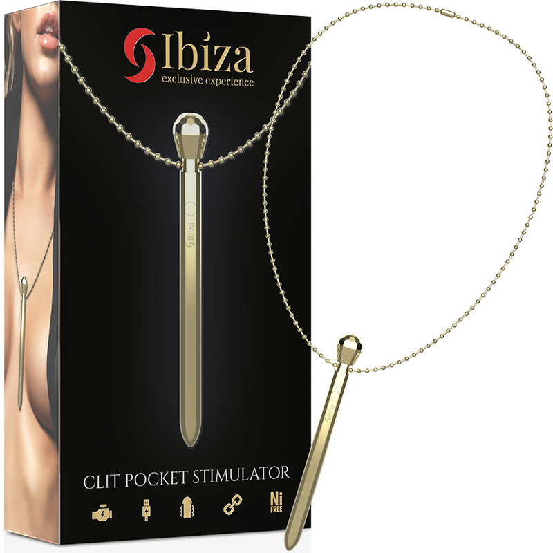 IBIZA – KLITORISSTIMULATOR-HALSKETTE MIT USB-LADEGERÄT, 12 VIBRATIONSMODI, GOLD, 12,2 X 1,5