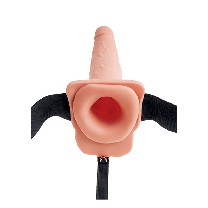 SÉRIE FETISH FANTASY - HARNAIS AJUSTABLE PÉNIS RÉALISTE AVEC TESTICULES ÉJACULANT 19 CM