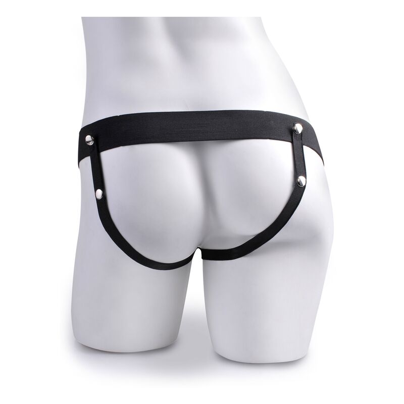 SÉRIE FETISH FANTASY - HARNAIS AJUSTABLE PÉNIS RÉALISTE AVEC TESTICULES ÉJACULANT 19 CM