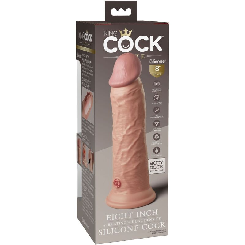 KING COCK - ELITE REALISTIC DILDO VIBRATING & SILICONE 8 INCHES