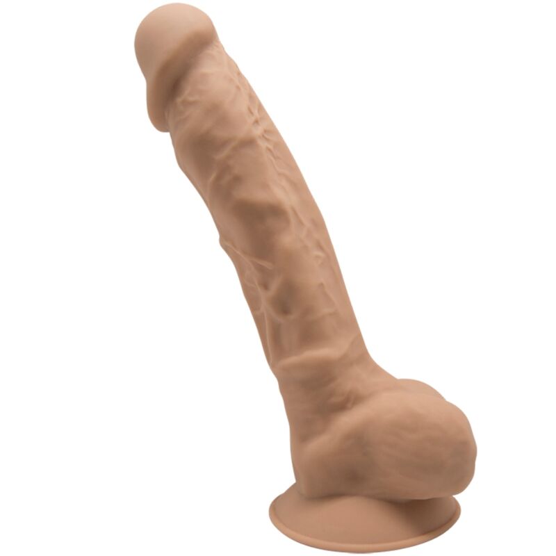 SILEXD - MODÈLE 1 PÉNIS RÉALISTE PREMIUM EN SILICONE SILEXPAN CARAMEL 17,5 CM