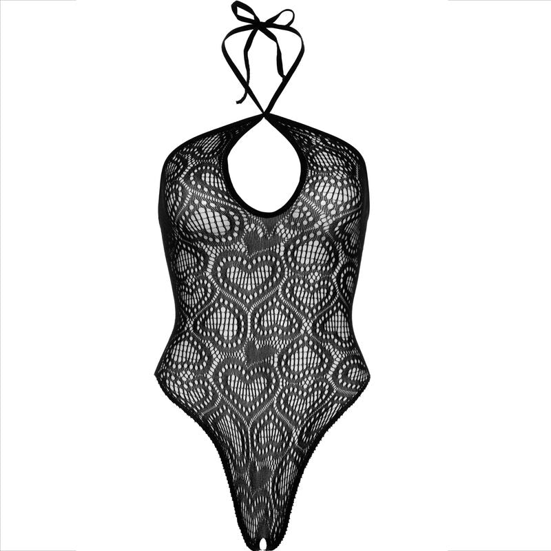 LEG AVENUE - SEAMLESS HALTER NECK BODYSUIT BLACK