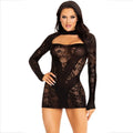 LEG AVENUE - MINI ROBE NOIRE MANCHES LONGUES EN DENTELLE