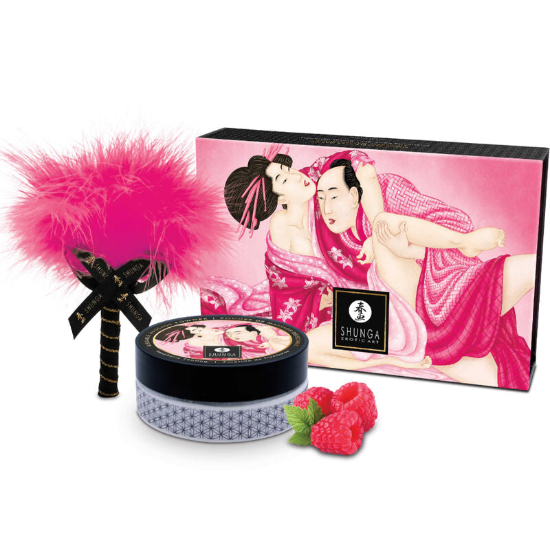 SHUNGA - KIT POUDRE DE MASSAGE COMESTIBLE FRAMBOISE