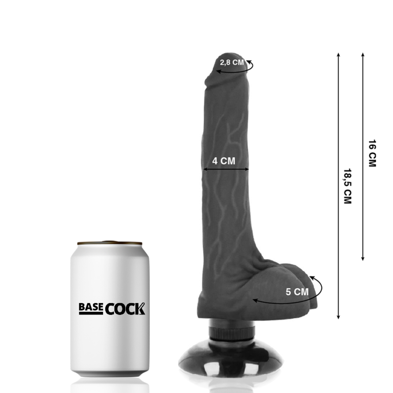 BASECOCK - VIBREUR RÉALISTE 2-1 NOIR 18,5 CM -O- 4 CM