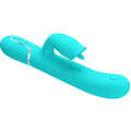 PRETTY LOVE - VIBROMASSEUR LAPIN AVEC LANGUE LÉCHEUSE VERT AQUA
