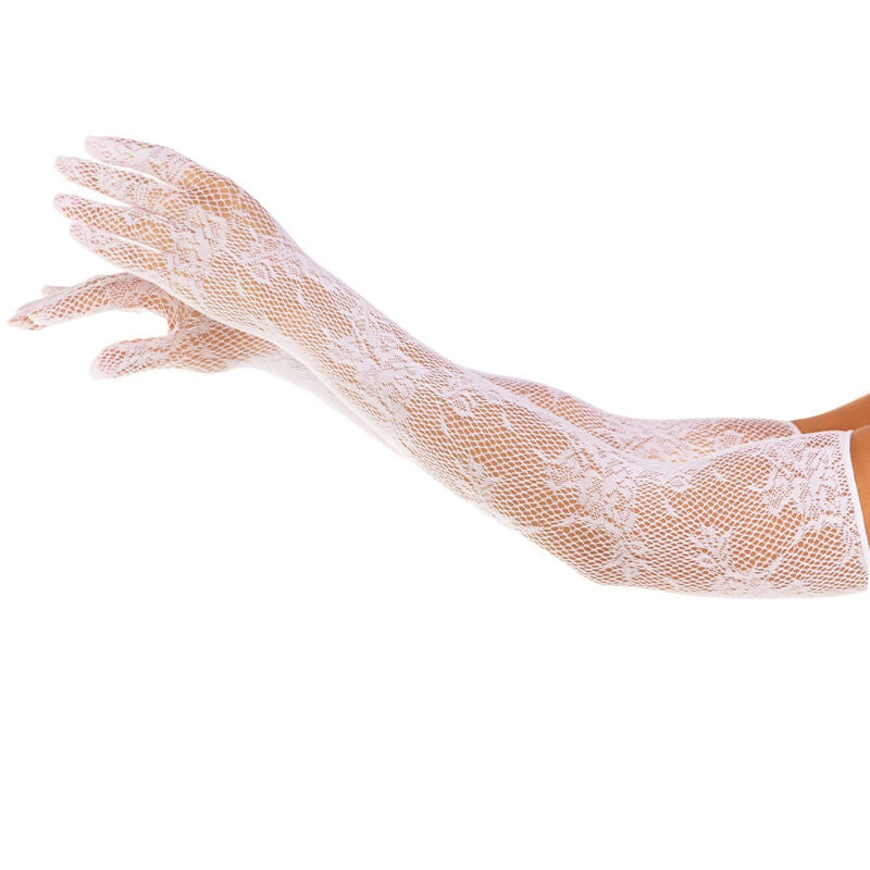 LEG AVENUE - GANTS FLEURIS ROUGES BLANCS