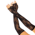 LEG AVENUE - GANTS SANS DOIGTS EN RÉSILLE FLEURIE NOIRS