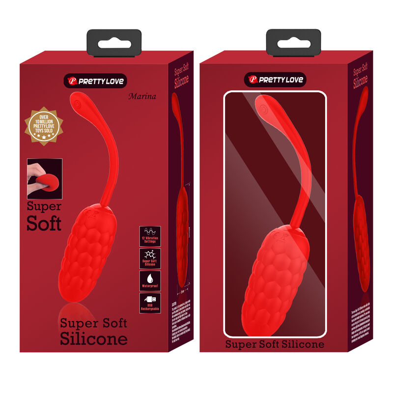 PRETTY LOVE - VIBRIERENDES EI MIT ROTER WIEDERAUFLADBARER MEERESSTRUKTUR