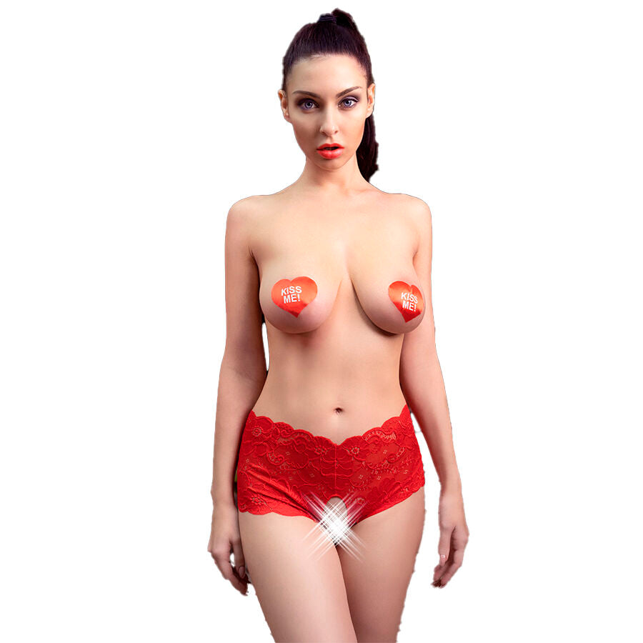 CHILIROSE - CR 4641 CROTCHLESS PANTIES RED L/XL