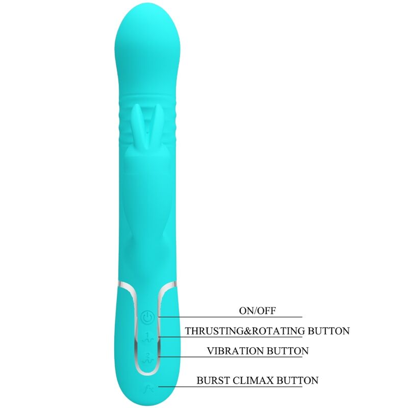 PRETTY LOVE - VIBROMASSEUR LAPIN COALE PERLES VERT AQUA