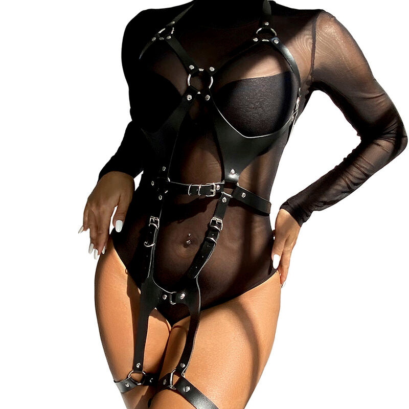 SUBBLIME - BAUDRIER INTÉGRAL AVEC BOUCLES EN CUIR NOIR TAILLE UNIQUE