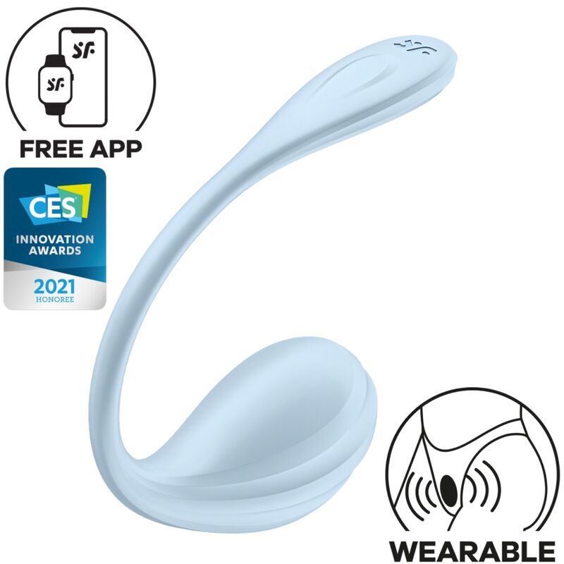 SATISFYER - STIMULATEUR POINT G PÉTALE LISSE BLEU CIEL APPLICATION GRATUITE