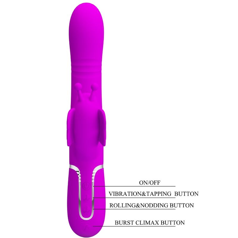 PRETTY LOVE - VIBROMASSEUR LAPIN MULTIFONCTIONS 4 EN 1 PAPILLON FUCHSIA