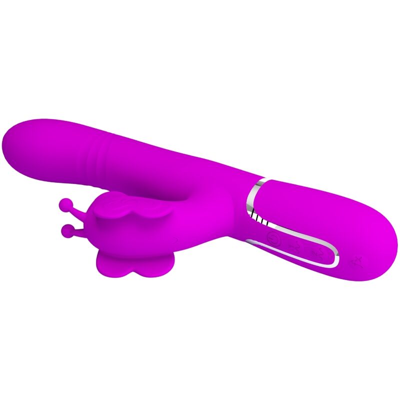 PRETTY LOVE - VIBROMASSEUR LAPIN MULTIFONCTIONS 4 EN 1 PAPILLON FUCHSIA