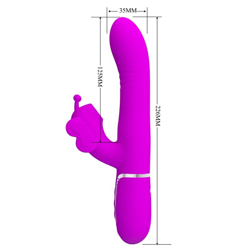 PRETTY LOVE - VIBROMASSEUR LAPIN MULTIFONCTIONS 4 EN 1 PAPILLON FUCHSIA