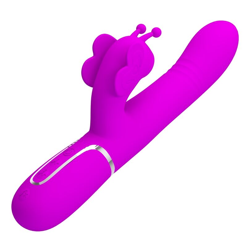 PRETTY LOVE - VIBROMASSEUR LAPIN MULTIFONCTIONS 4 EN 1 PAPILLON FUCHSIA