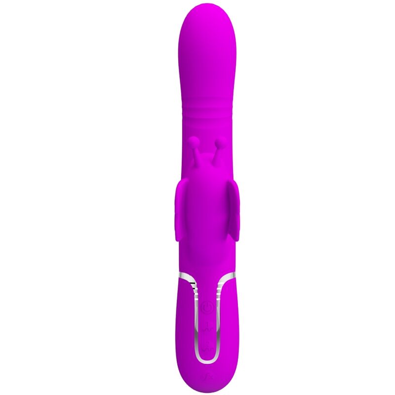 PRETTY LOVE - VIBROMASSEUR LAPIN MULTIFONCTIONS 4 EN 1 PAPILLON FUCHSIA