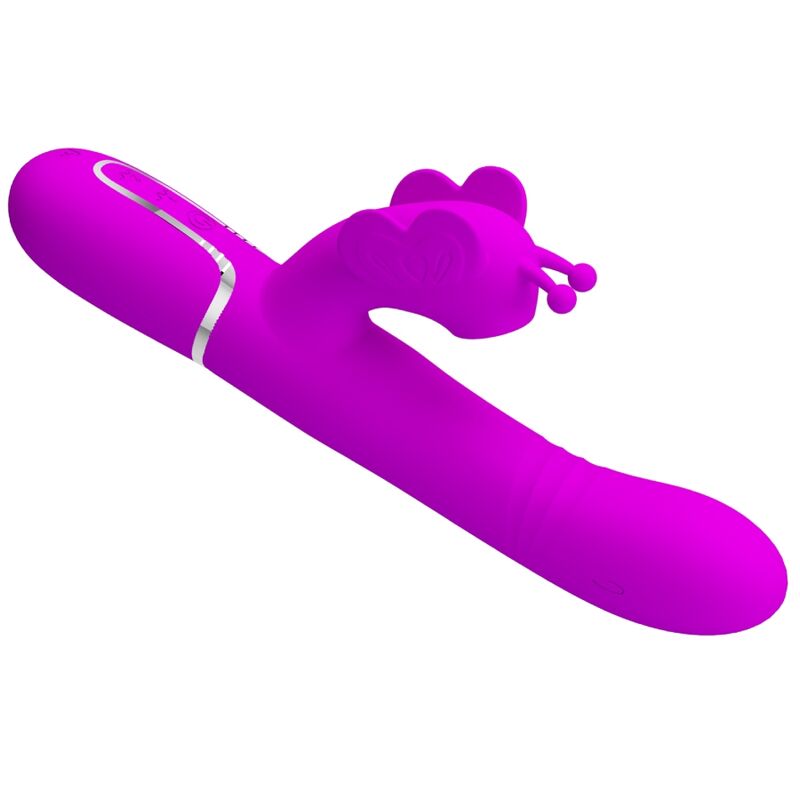 PRETTY LOVE - VIBROMASSEUR LAPIN MULTIFONCTIONS 4 EN 1 PAPILLON FUCHSIA