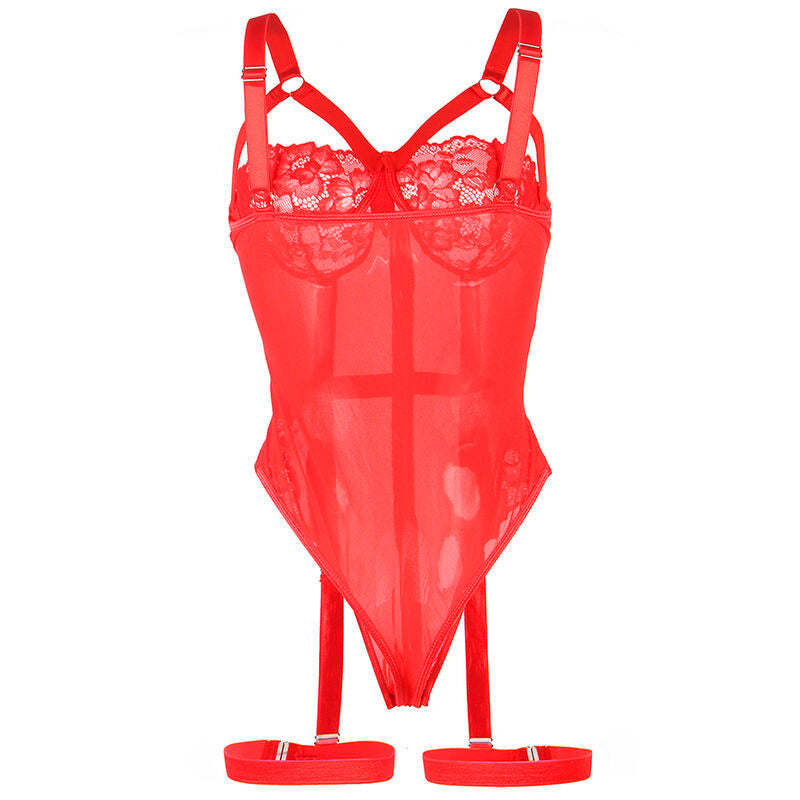 SUBLIME - TEDDY WITH GARTER STRAP DETAIL CHEST RED S/M