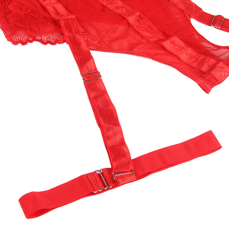 SUBLIME - TEDDY WITH GARTER STRAP DETAIL CHEST RED S/M
