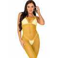 LEG AVENUE – LANGES NETZ-KLEID GELB EINHEITSGRÖSSE